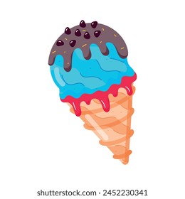 A well-designed flat sticker of ice cone