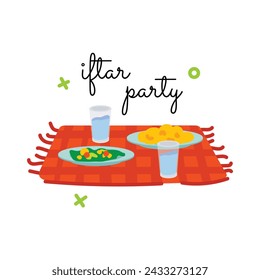 Una pegatina plana bien diseñada de la fiesta iftar 