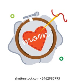 A well-designed flat sticker of mom embroidery 