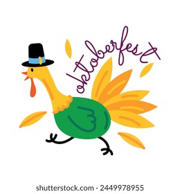 A well-designed flat sticker of oktoberfest turkey 