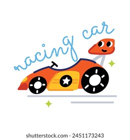 A well-designed flat sticker of a racing car 