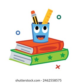Well-designed flat sticker of school supplies 