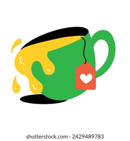 A well-designed flat sticker of spilling tea 