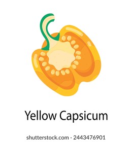 A well-designed flat sticker of yellow capsicum