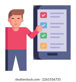 Ein gut konzipiertes flaches Symbol für App-Tests 