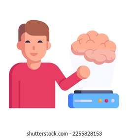 A well-designed flat style icon of digital brain 