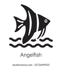 A well-designed glyph icon of an angelfish 