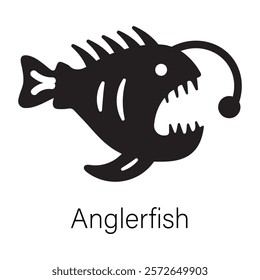 A well-designed glyph icon of anglerfish 