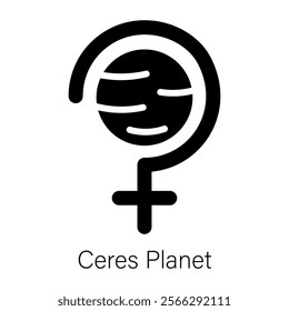 A well-designed glyph icon of ceres planet sign 