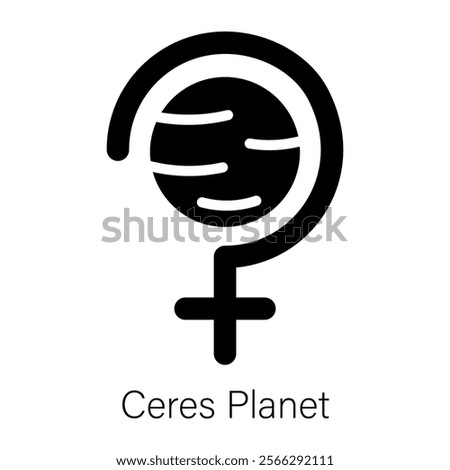 A well-designed glyph icon of ceres planet sign 