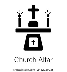 A well-designed glyph icon of church altar 