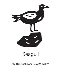 A well-designed glyph icon of a seagull 