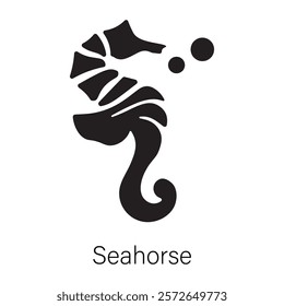 A well-designed glyph icon of a seahorse 