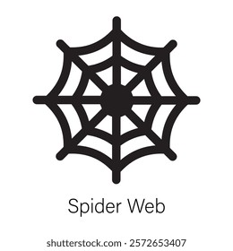 A well-designed glyph icon of spider web