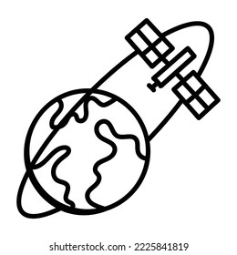 A well-designed hand drawn icon of earth satellite 
