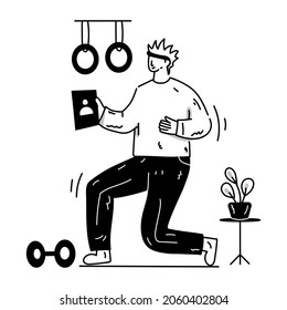 A well-designed hand drawn illustration of exercising 