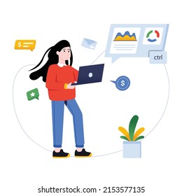 A well-designed illustration of digital marketing in flat style 


