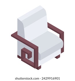 A well-designed isometric icon of armrest