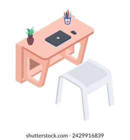 Un icono isométrico bien diseñado de escritorio flotante