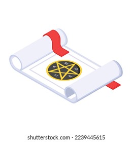 A well-designed isometric icon of magic paper 