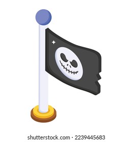 Ein gut konzipiertes isometrisches Symbol der Piratenflagge 