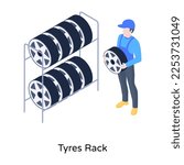A well-designed isometric icon of tyres service 