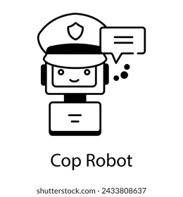 Un icono de línea bien diseñado de robot de policía