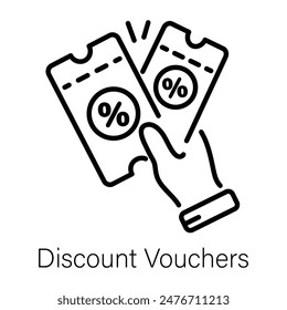 Well-designed line icon of discount vouchers 