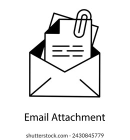 Icono de línea bien diseñado del adjunto de correo electrónico