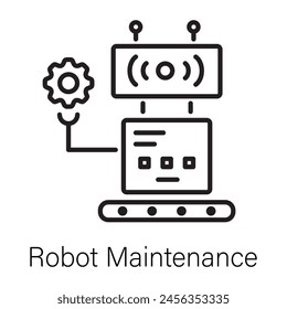 Icono de línea bien diseñado de mantenimiento de robots 