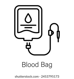 Un icono lineal bien diseñado de la bolsa de sangre 