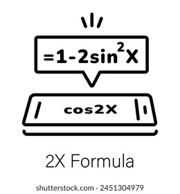 Ein gut gestaltetes lineares Symbol der cos 2x Formel 
