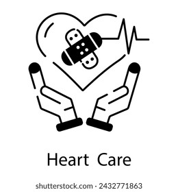 Un icono lineal bien diseñado del cuidado del corazón