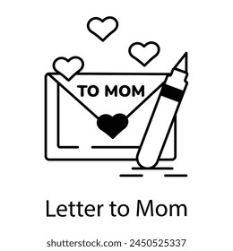 A well-designed linear icon of letter to mom