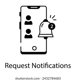 Un icono lineal bien diseñado de notificaciones de solicitud