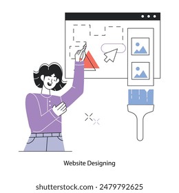 A well-designed linear mini illustration of website designing 