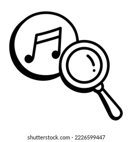 A well-designed sketchy icon of search music 