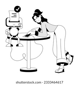 Well-designed sketchy illustration of robot developer 