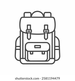 A well-designed vector illustration showcases a classic backpack featuring multiple compartments and sturdy straps.