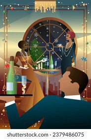 Well-dressed human during a festive dinner with friends on New Year s Eve at the luxury restaurant or home. Concept for holiday, winter holidays, New Year, Christmas