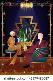 Well-dressed human during a festive dinner with friends on New Year s Eve at the luxury restaurant or home. Concept for holiday, winter holidays, New Year, Christmas