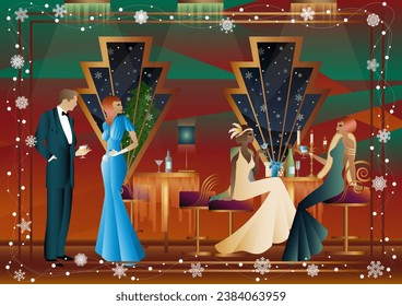 Well-dressed human during a festive dinner with friends on New Year s Eve at the luxury restaurant or home. Concept for holiday, winter holidays, New Year, Christmas