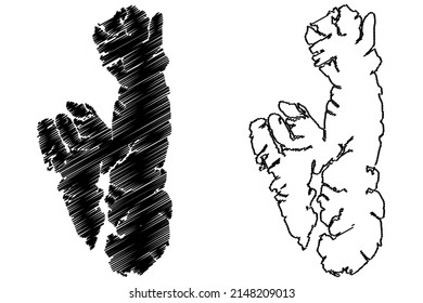 Wellington island ( Republic of Chile, South and Latin America) map vector illustration, scribble sketch Isla Wellington map
