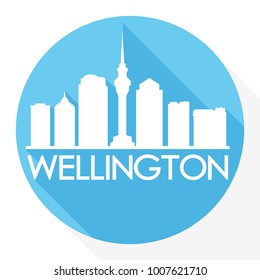 Wellington New Zealand Oceania Flat Icon Skyline Silhouette Design City Vector Art Famous Buildings