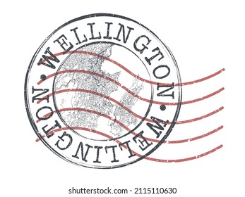 Wellington, New Zealand Stamp Map Postal. Silhouette Seal Roads and Streets. Passport Round Design. Vector Icon. Design Retro Travel National Symbol.