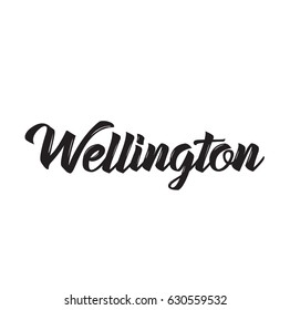 wellington, text design. Vector calligraphy. Typography poster. Usable as background.