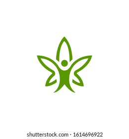 Wellnes logo template vector icon,Wellnes symbol vector icon illustration,elegant design,people with leaf