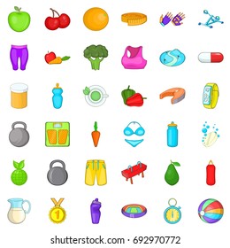 Wellness activity icons set. Cartoon style of 36 wellness activity vector icons for web isolated on white background