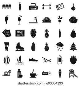 Wellness activity icons set. Simple style of 36 wellness activity vector icons for web isolated on white background