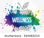 Wellness apple word cloud collage, health concept background